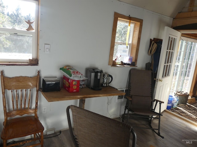 309 Wildrose Ln, Anatone, WA 99401 - sitting room with wood-type flooring and vaulted ceiling