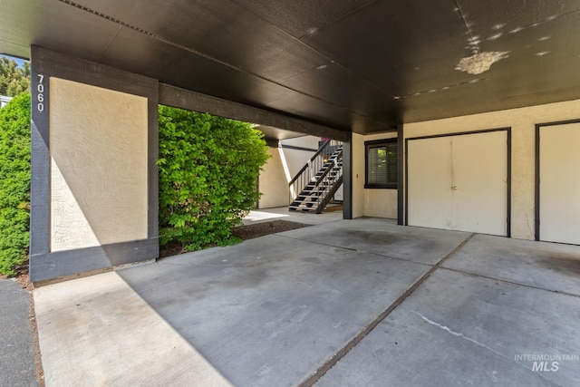 view of patio with stairway