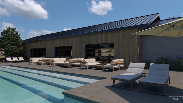 11966 W Zamalek Ct, Kuna, ID 83634 - outdoor pool with an outdoor living space and a patio area
