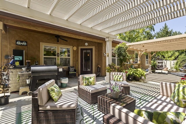 2310 W Herron Loop, Nampa, ID 83686 - view of patio / terrace with a ceiling fan, a pergola, and an outdoor hangout area