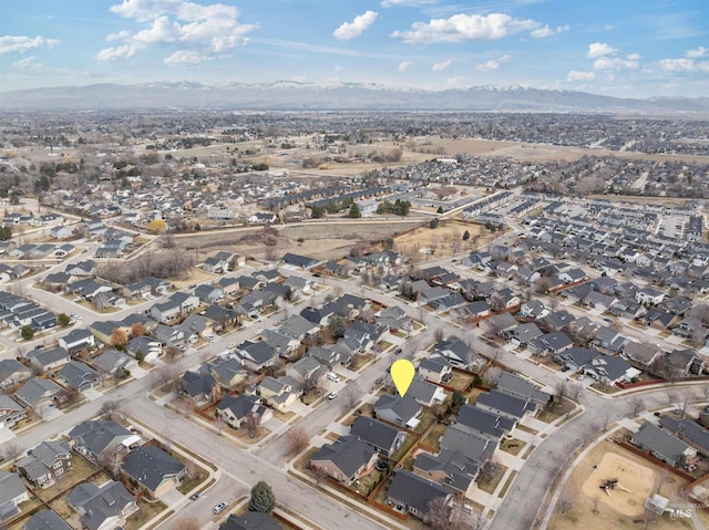 aerial view with a residential view and a mountain view