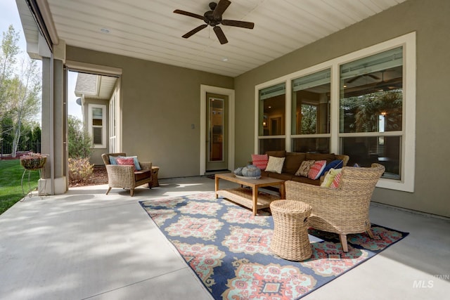 view of patio / terrace with outdoor lounge area and ceiling fan