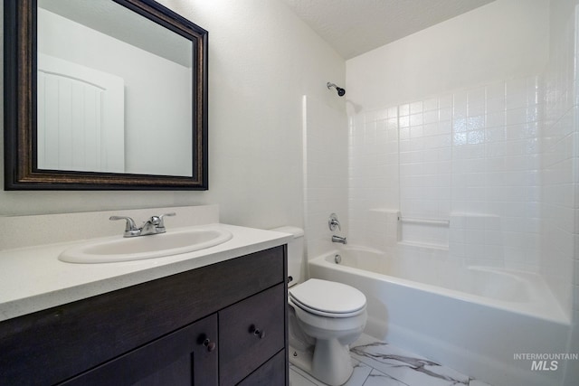 12476 W Kempshire Ct, Star, ID 83669 - bathroom featuring vanity, shower / bath combination, and marble finish floors