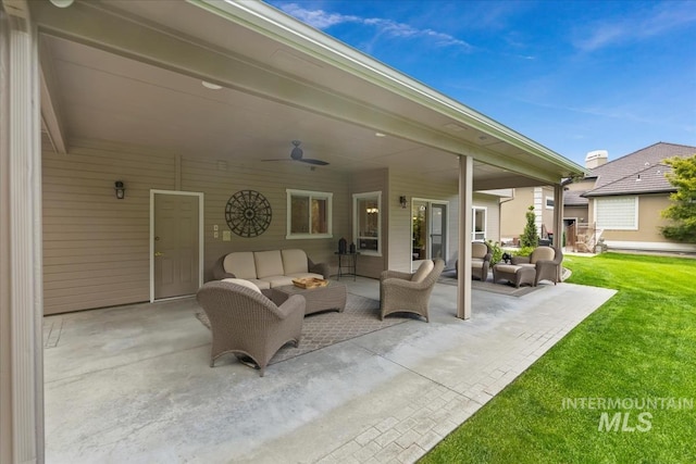 628 E Trinidad Dr, Meridian, ID 83642 - view of patio / terrace featuring an outdoor hangout area and a ceiling fan