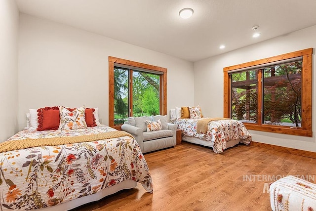 1040 W Bogus Vw, Eagle, ID 83616 - bedroom with recessed lighting, baseboards, light wood-style flooring, and multiple windows
