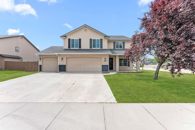 5291 N Midnight Haze Way, Meridian, ID 83646 - view of front of home with driveway, an attached garage, and roof with shingles