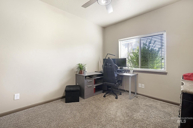812 Kelli Ln, Filer, ID 83328 - carpeted office space featuring baseboards and a ceiling fan