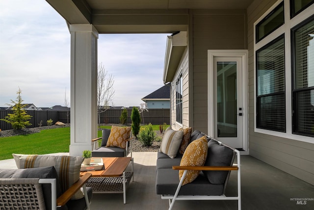 view of patio featuring an outdoor hangout area