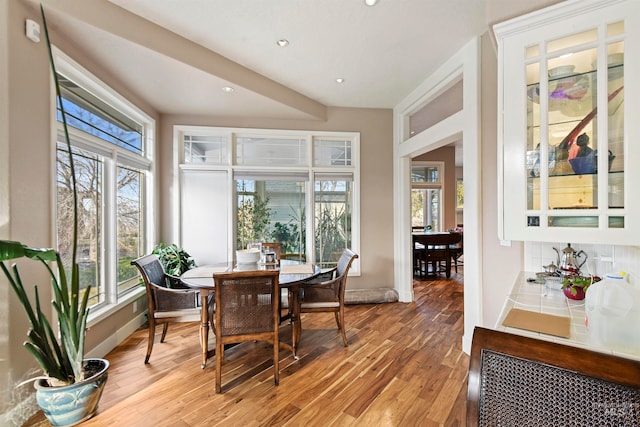 dining room with light hardwood / wood-style flooring