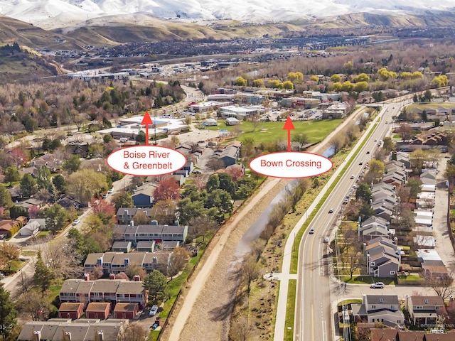 3063 S Cantrell Ln, Boise, ID 83706 - aerial view of property's location with a mountain backdrop and nearby suburban area