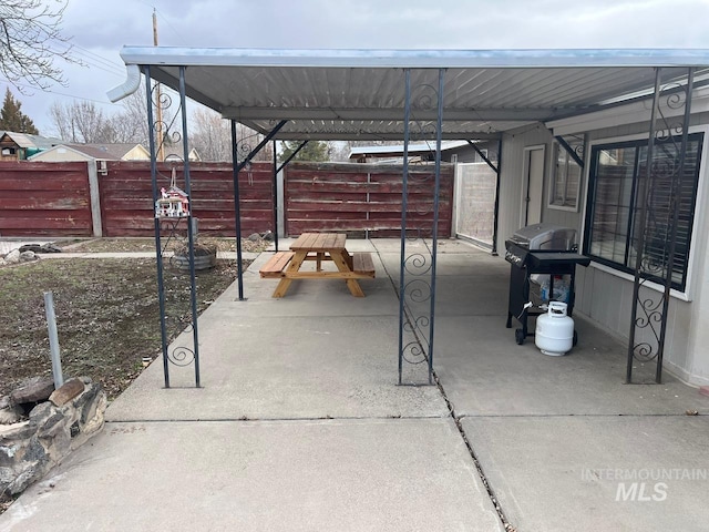 view of patio / terrace featuring a grill and a fenced backyard