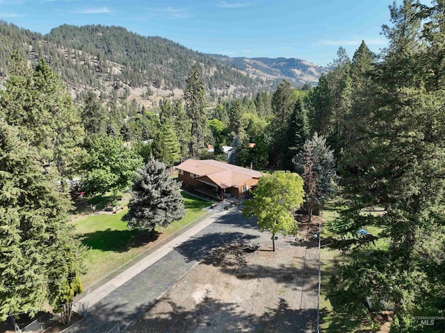 drone / aerial view with a mountain view