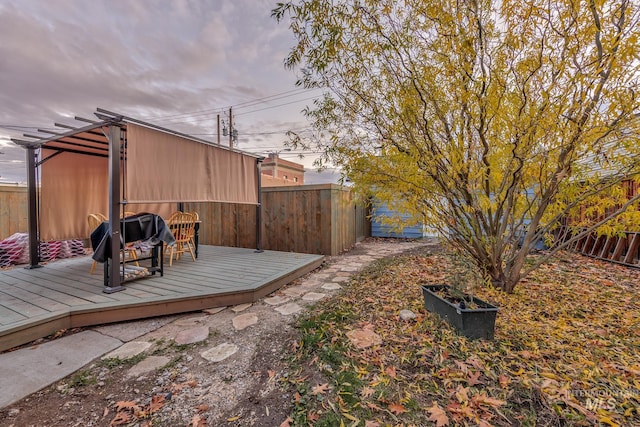 view of yard with a wooden deck