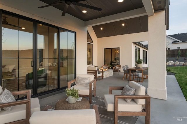 11473 N 17th Way, Boise, ID 83714 - view of patio / terrace featuring an outdoor hangout area, a ceiling fan, and outdoor dining space