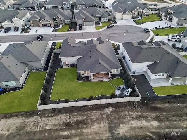 bird's eye view with a residential view