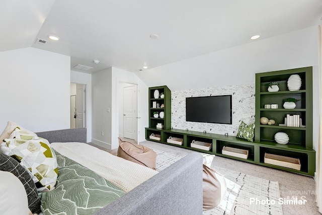 5543 E Bridal Veil Falls Dr, Nampa, ID 83686 - carpeted bedroom featuring vaulted ceiling, recessed lighting, and baseboards