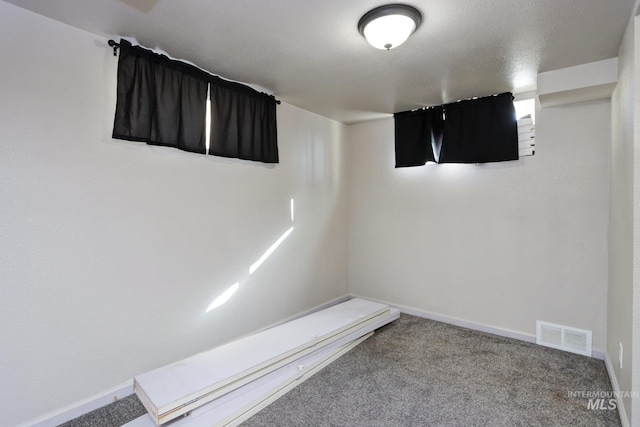 interior space with carpet, visible vents, and baseboards