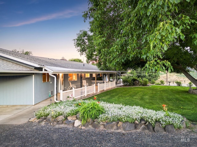 exterior space featuring a lawn