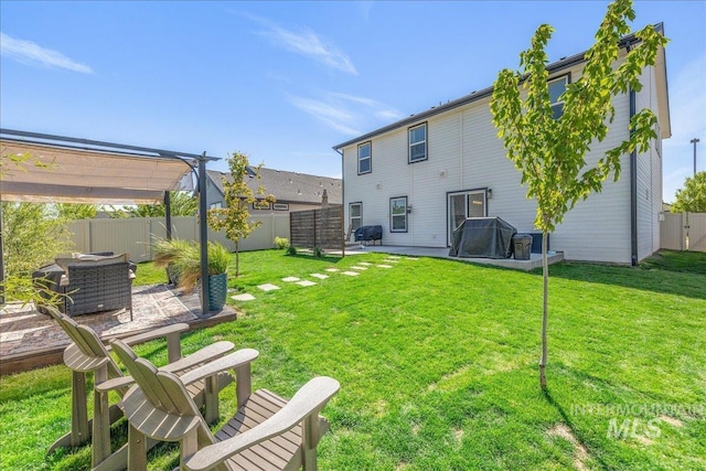 back of house with a patio