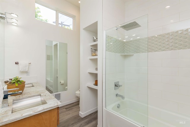 712 E Sheridan, Nampa, ID 83686 - bathroom with bathing tub / shower combination, wood finished floors, and double vanity