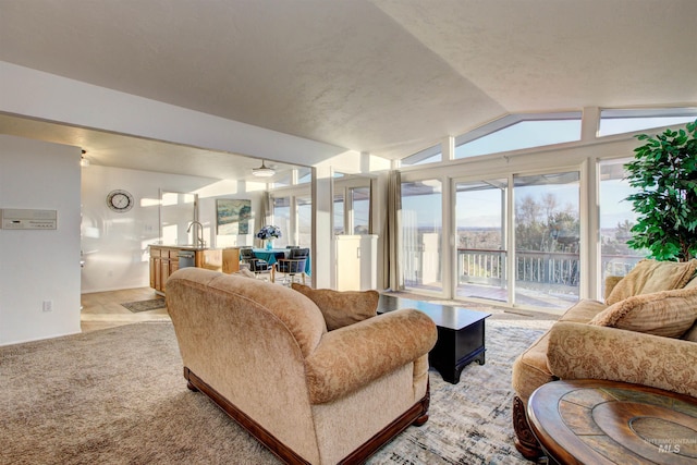 4420 N Ginzel St, Boise, ID 83703 - living area featuring lofted ceiling and light colored carpet