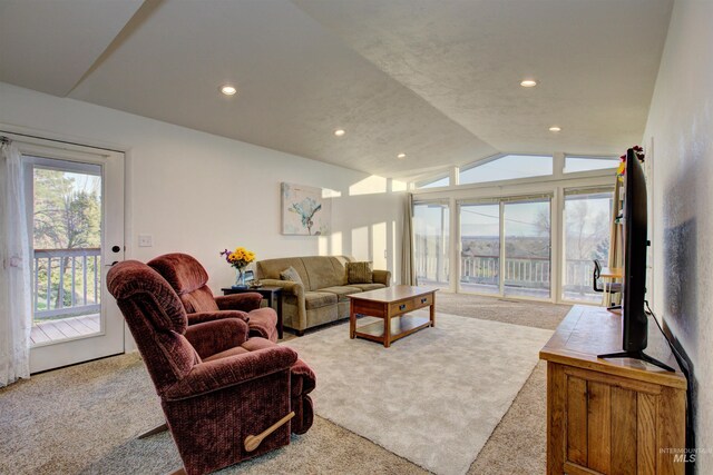4420 N Ginzel St, Boise, ID 83703 - living area with lofted ceiling, recessed lighting, and carpet floors