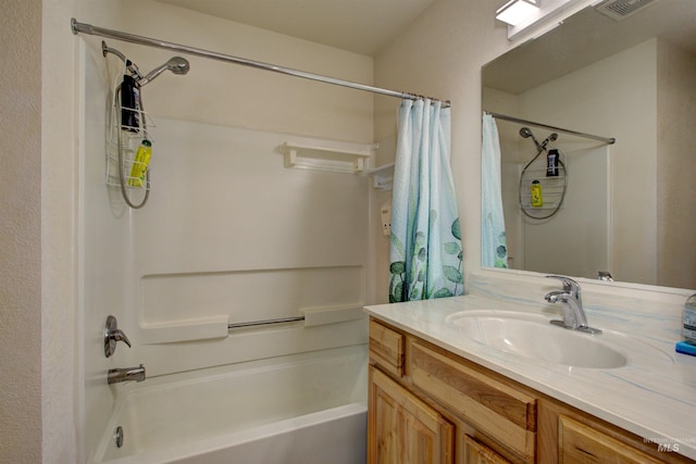 4420 N Ginzel St, Boise, ID 83703 - bathroom with visible vents, shower / bath combination with curtain, and vanity