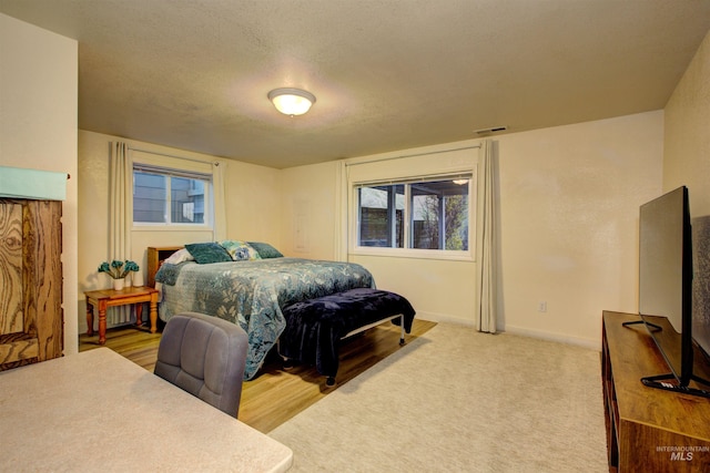 4420 N Ginzel St, Boise, ID 83703 - bedroom featuring light carpet, visible vents, a textured ceiling, and baseboards