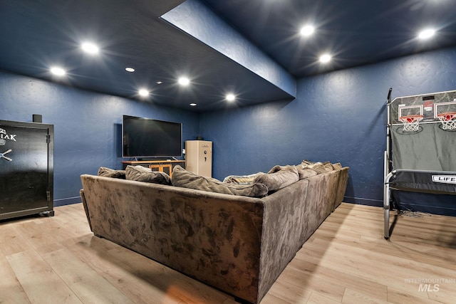 13331 Peaceful Way, Nampa, ID 83686 - living area with baseboards, a textured wall, recessed lighting, and wood finished floors