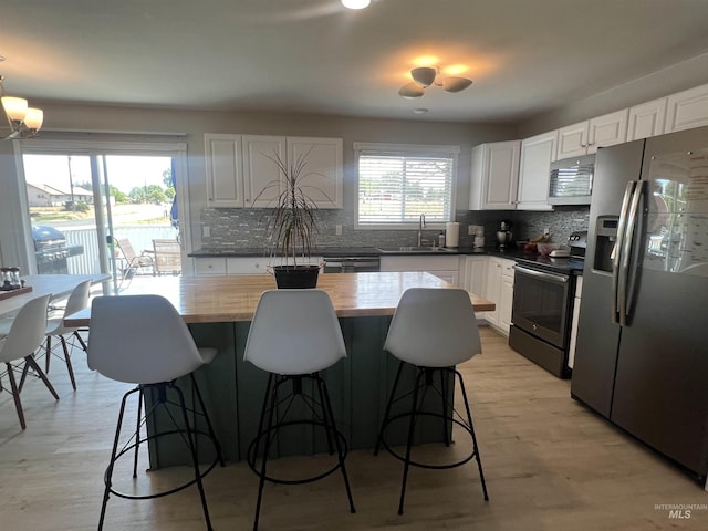 2405 23rd St, Clarkston, WA 99403 - kitchen with stainless steel appliances, a sink, backsplash, and white cabinetry