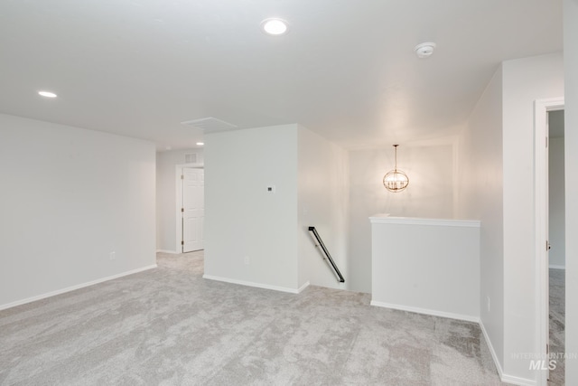 unfurnished room with baseboards, carpet flooring, and recessed lighting