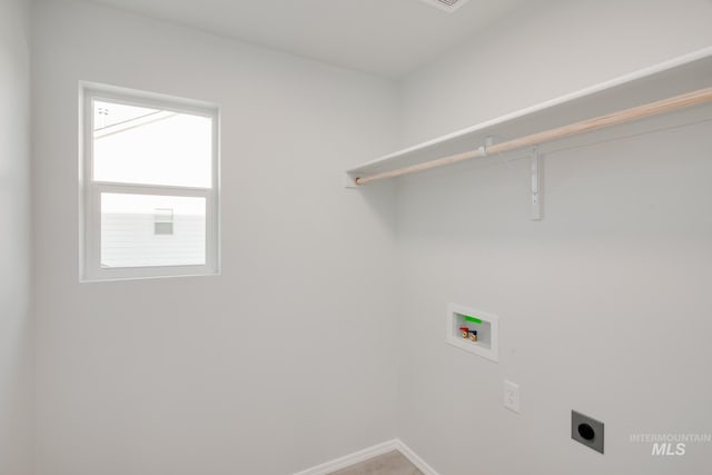 washroom with laundry area, baseboards, washer hookup, and electric dryer hookup