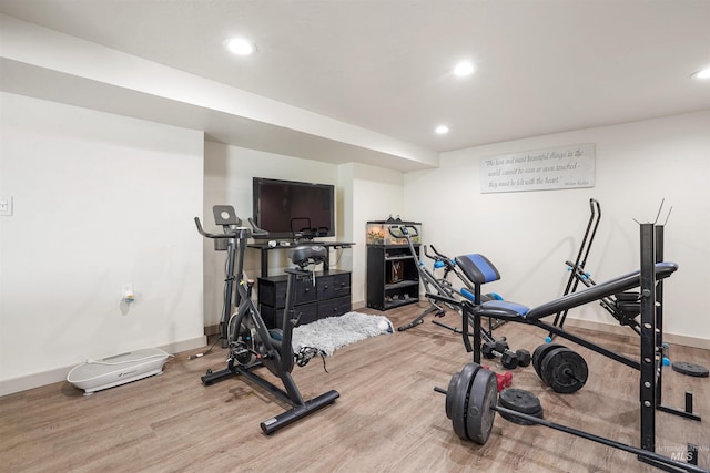 360 N 700 W, Paul, ID 83347 - workout area with wood finished floors, recessed lighting, and baseboards