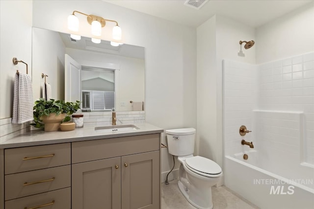4265 W Thornapple Dr, Meridian, ID 83646 - full bathroom featuring toilet, vanity, shower / bath combination, and tile patterned flooring