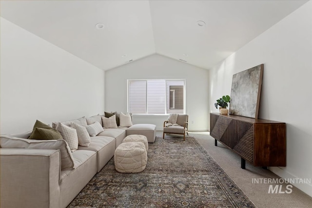 4265 W Thornapple Dr, Meridian, ID 83646 - carpeted living area with vaulted ceiling and baseboards