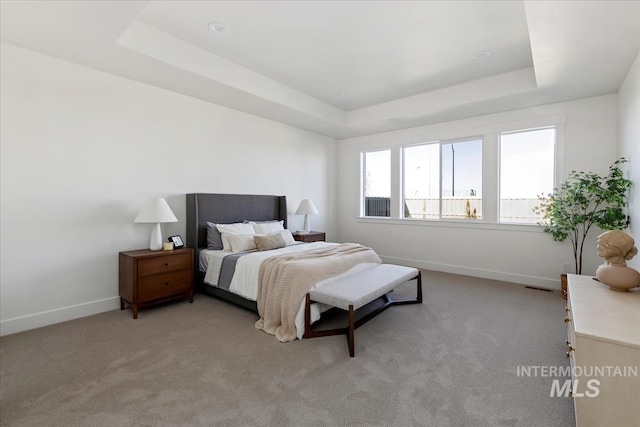 4265 W Thornapple Dr, Meridian, ID 83646 - bedroom with a raised ceiling, baseboards, and light colored carpet