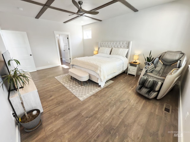7063 S Pear Blossom, Meridian, ID 83642 - bedroom featuring wood finished floors, ceiling fan, baseboards, and visible vents