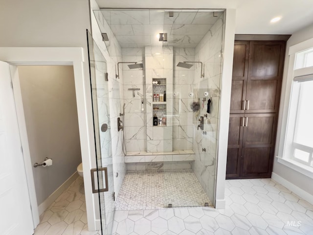7063 S Pear Blossom, Meridian, ID 83642 - full bath featuring toilet, a marble finish shower, and baseboards
