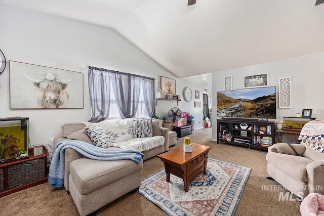909 Arrow Wood Ct, Twin Falls, ID 83301 - carpeted living area with lofted ceiling