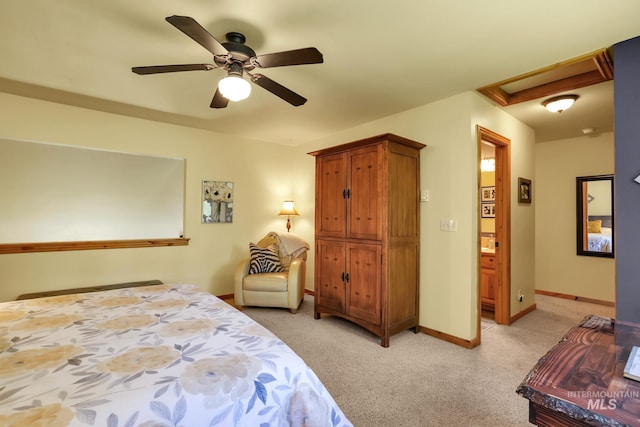 141 Stibnite St Unit 15, Mccall, ID 83638 - bedroom with light colored carpet, baseboards, and ceiling fan