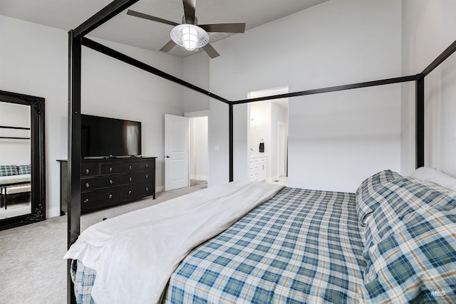 20513 N Glenisla Ave, Boise, ID 83714 - bedroom featuring high vaulted ceiling, carpet flooring, and a ceiling fan
