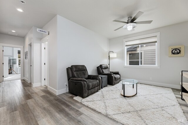 20513 N Glenisla Ave, Boise, ID 83714 - living area featuring recessed lighting, baseboards, ceiling fan, and wood finished floors