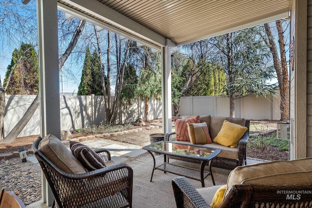 1814 E Grand Canyon Dr, Meridian, ID 83646 - view of patio featuring outdoor lounge area and a fenced backyard