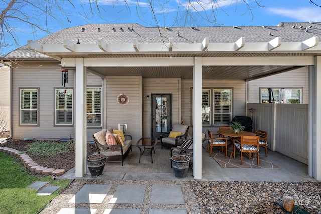 1814 E Grand Canyon Dr, Meridian, ID 83646 - back of property with fence, an outdoor hangout area, and a patio area
