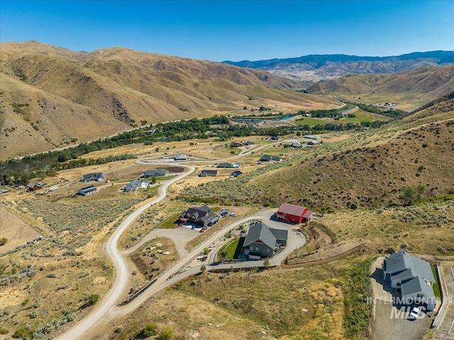 drone / aerial view with a mountain view