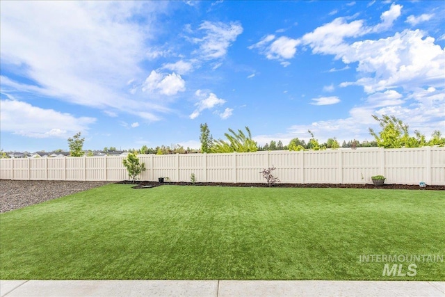 view of yard featuring a fenced backyard