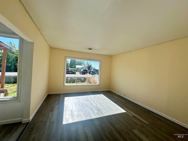 spare room featuring dark wood-type flooring