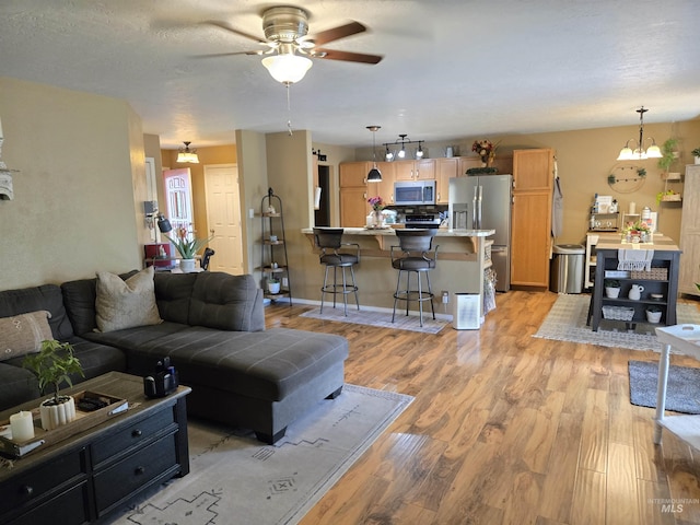 1451 Spurlock Ct, Twin Falls, ID 83301 - living area featuring a ceiling fan and light wood-type flooring