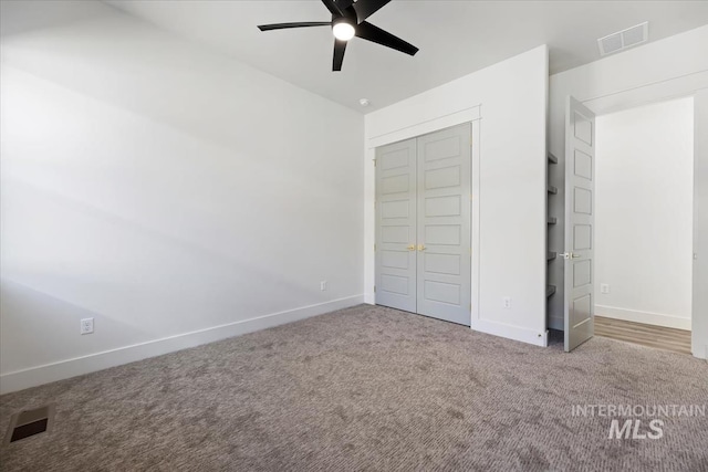 8820 E Snow Drop St, Nampa, ID 83687 - unfurnished bedroom featuring visible vents, baseboards, carpet floors, and a closet
