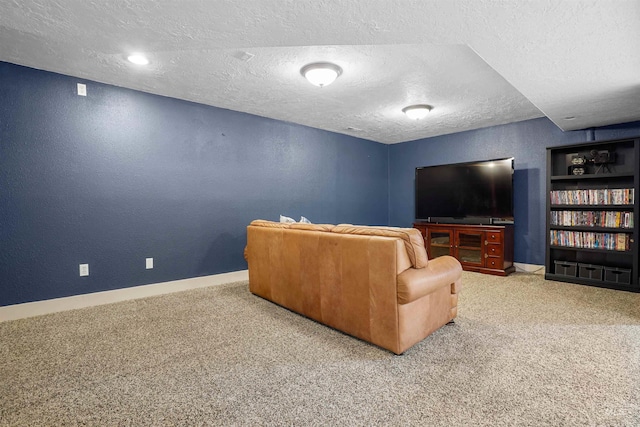 72 Pelican Dr, Rupert, ID 83350 - living area with baseboards, carpet flooring, a textured wall, and a textured ceiling